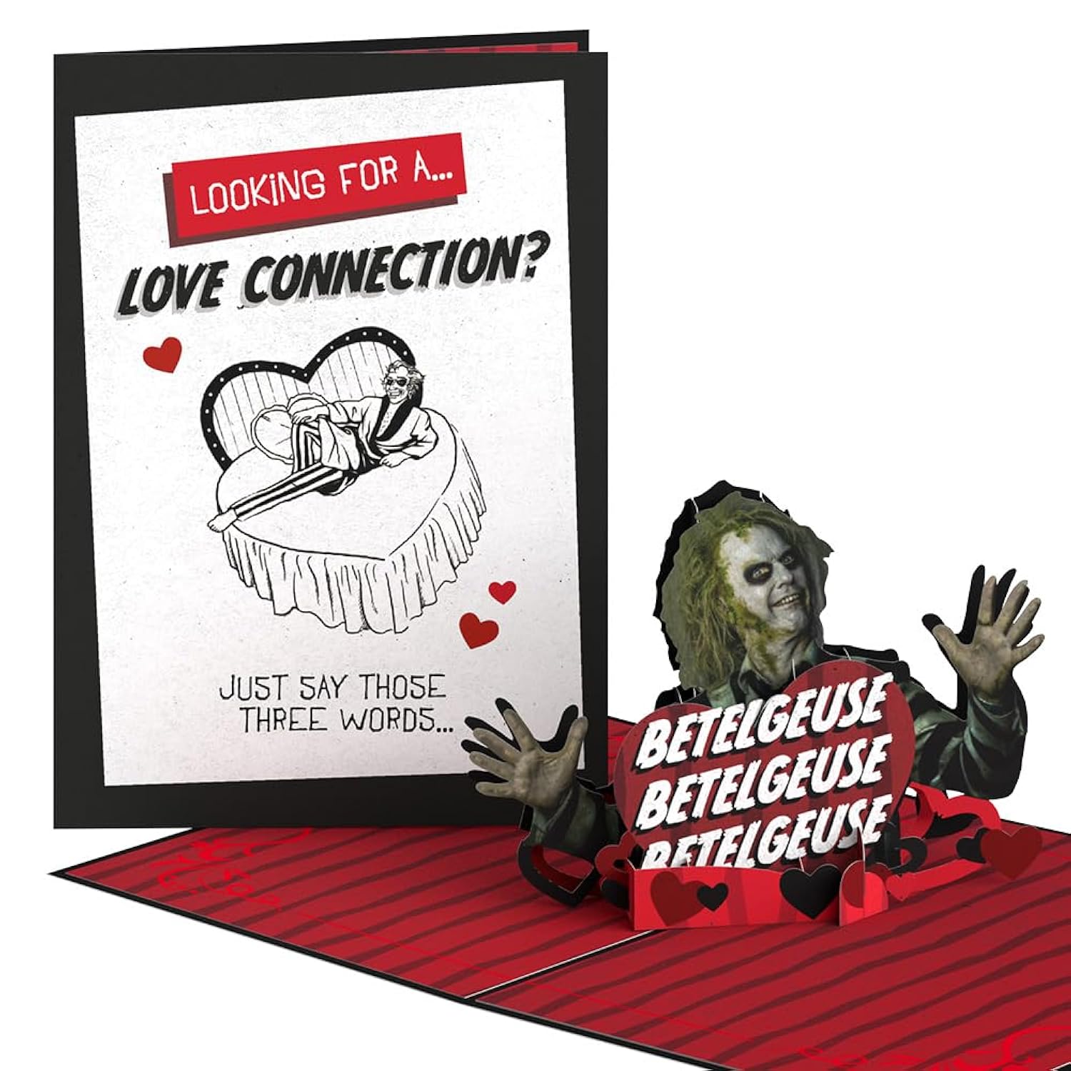Love Pop-Up Card For Her And Him - Beetlejuice 3D Greeting Cards For Boys, Girls, Men, Women - Love Connection - 5" X 7" Card - Blank Note Card & Envelope Included