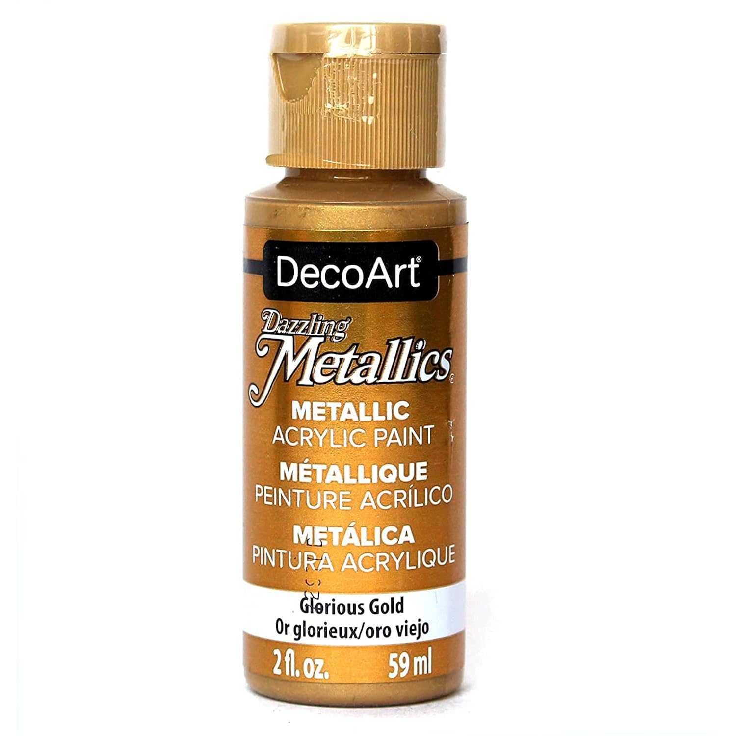 DecoArt Dazzling Metallics - 2 Ounce 4 Pack Glorious Gold Acrylic Paint Set Gold Metallic Acrylic Paint Art Supplies- Art Projects, Home Decor- E-book