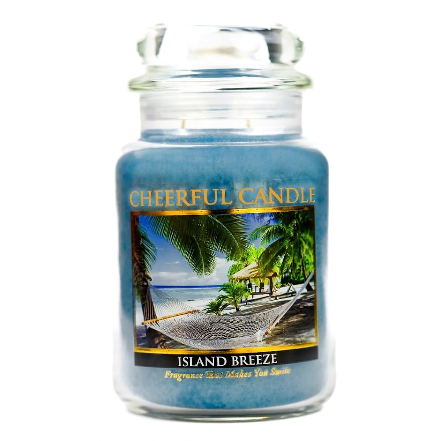 A Cheerful Giver - Island Breeze Scented Glass Jar Candle (24 oz) with Lid & True to Life Fragrance Made in USA