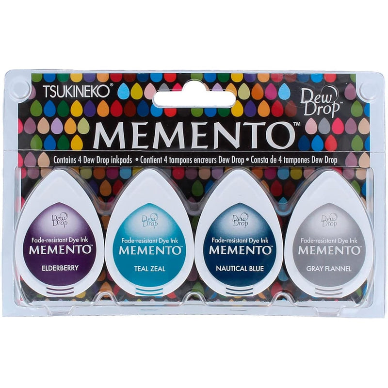 Memento Dew Drops Fade Resistant 4-Pack Dye Inkpads Assortment, Dolphin Play