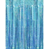 2Pcs Blue Ocean Princess Birthday Backdrop, Tinsel Streamers & Party Decor