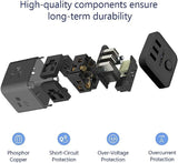 JSVER Cruise Ship Approved Power Strip with 3 Outlets and 3 USB Ports 5 ft Cord