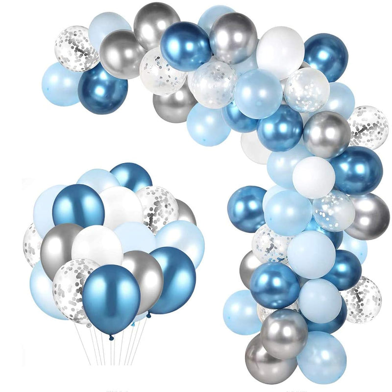 104Pc Blue Balloon Arch Garland Kit Blue And Silver Balloons Navy Roya