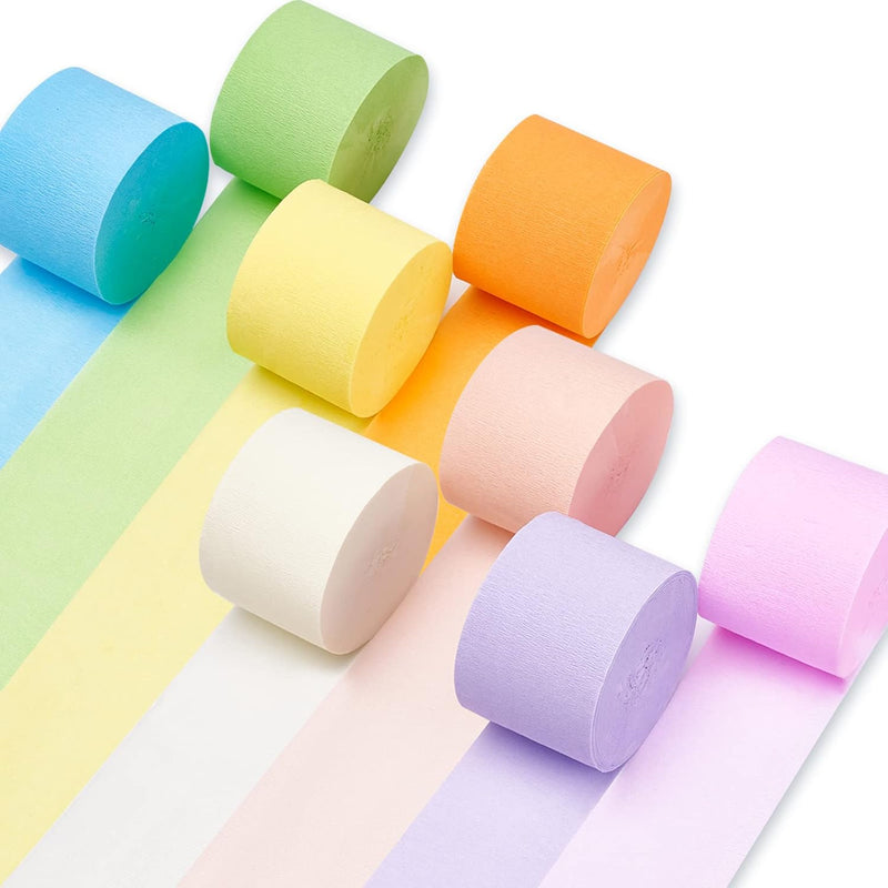 Crepe Paper Streamers 8 Rolls 656Ft, Pack Of Party Streamers In 8 Past