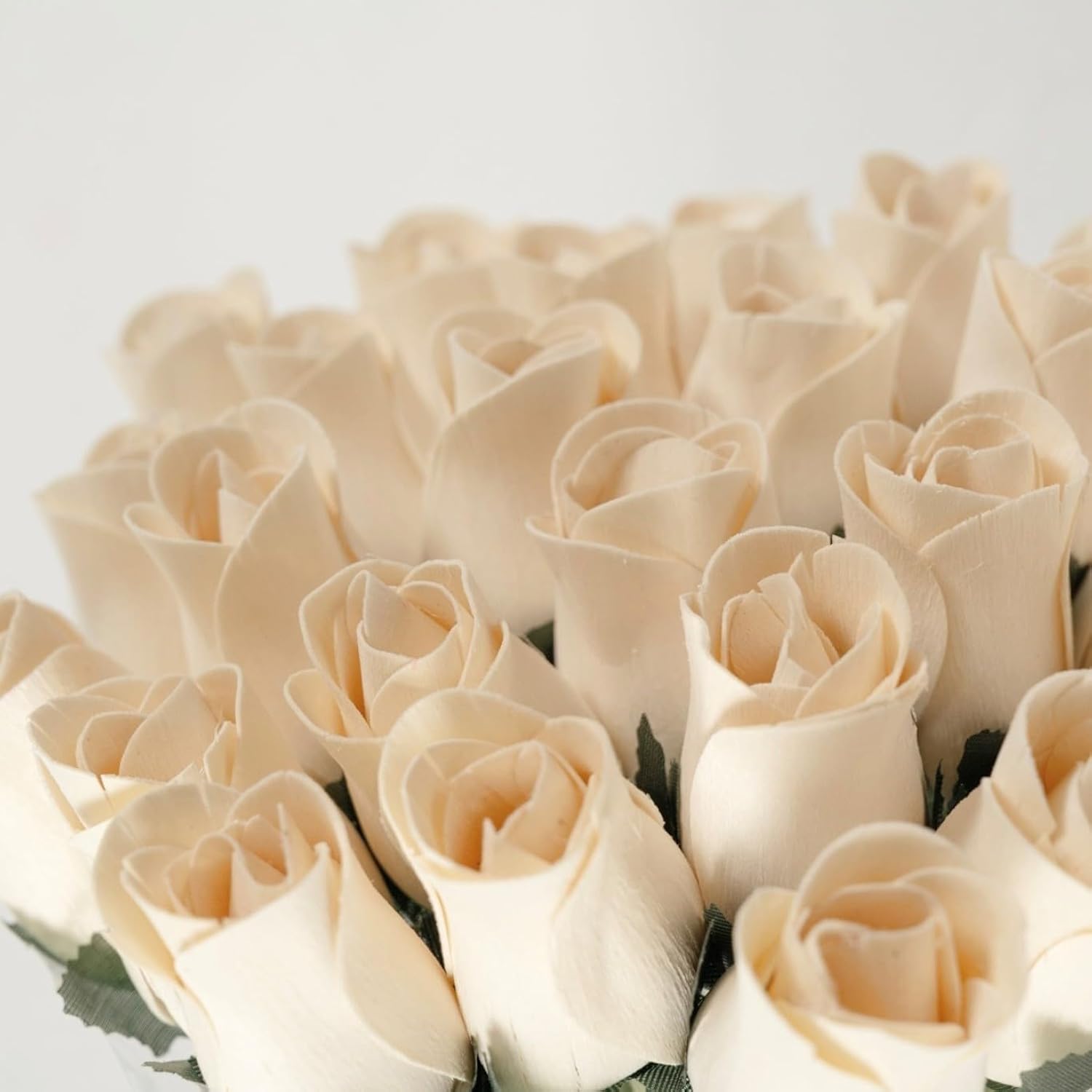 Bouquet Of Two Dozen (24) Beautiful Realistic Ivory White Wooden Roses, Forever Flowers, Never Water, Birthday, Wedding, Love