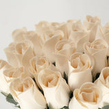 Bouquet Of Two Dozen (24) Beautiful Realistic Ivory White Wooden Roses, Forever Flowers, Never Water, Birthday, Wedding, Love