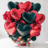 Red Black Heart Balloons, 18 Inch Red And Black Heart Shape Balloon, 12Pcs Black Red Helium Foil Love Heart Balloon For Birthday Bridal Shower Engagement Wedding Valentine Party Decorations