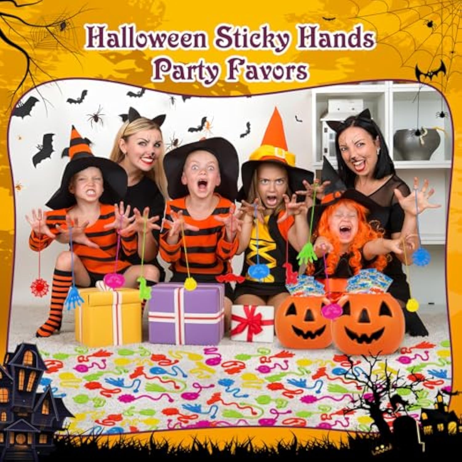 30 Pcs Sticky Hands Bulk Halloween Party Favors For Kids 4-8 8-12 Slappy Hand Toys,Goody Bag Stuffers,Bulk Birthday Favors,Small Prizes For Classroom,Treasure Box,Halloween Pinata Stuffers Gift Bag