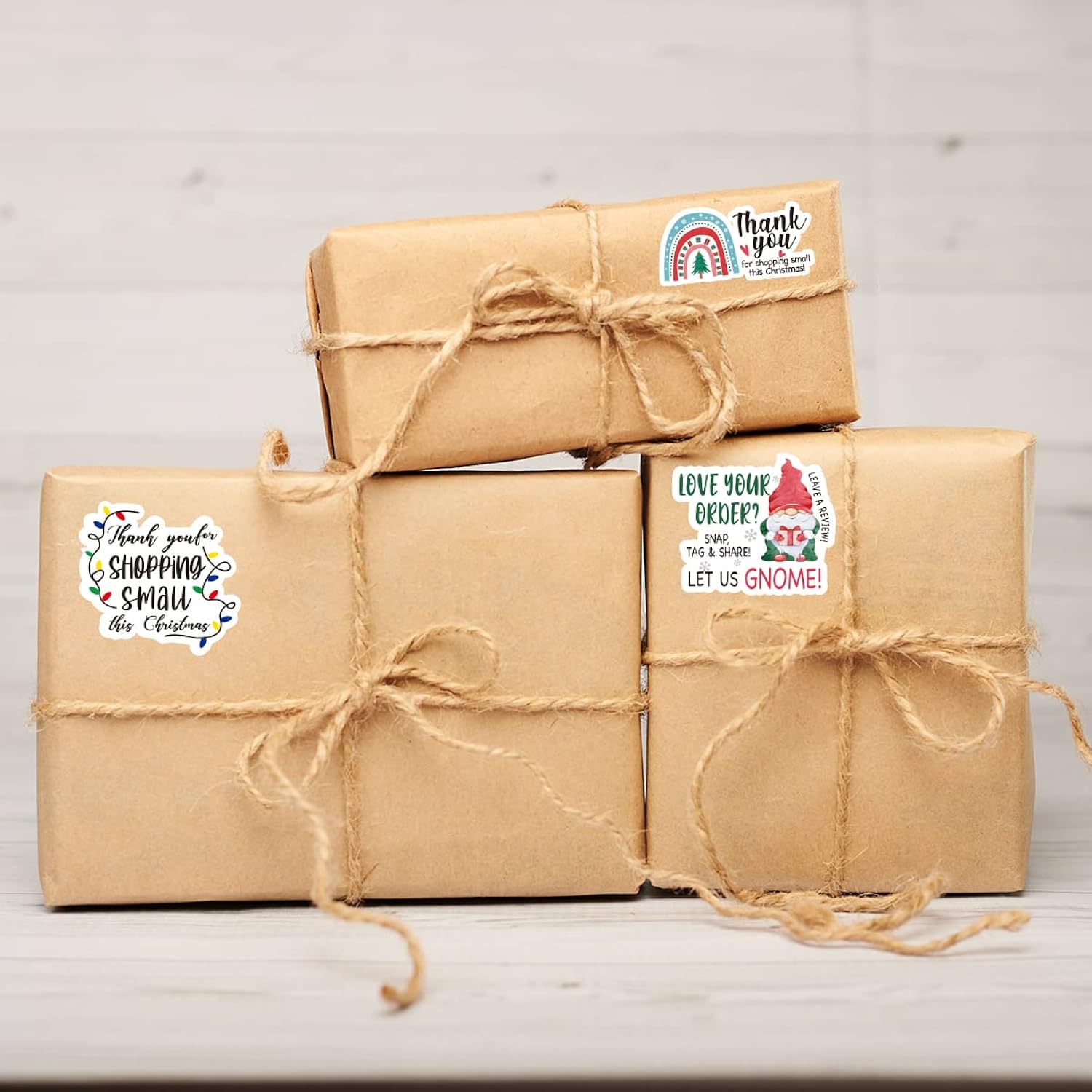 240 Pcs Thank You Shopping This Christmas Stickers,Cute Small Business Envelopes Stickers For Packages/Handmade Goods/Bags ,Christmas Theme Shop Seals