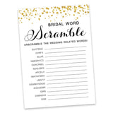 50-Pack Wedding Word Scramble Bridal Shower Game Cards Gold Confetti Party Wedding Supplies