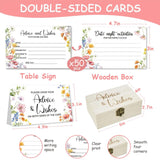 50Pcs Advice And Wish Cards For The Mr And Mrs, Flower Wedding Advice Cards For Bridal Shower Games Bridal Shower Decorations