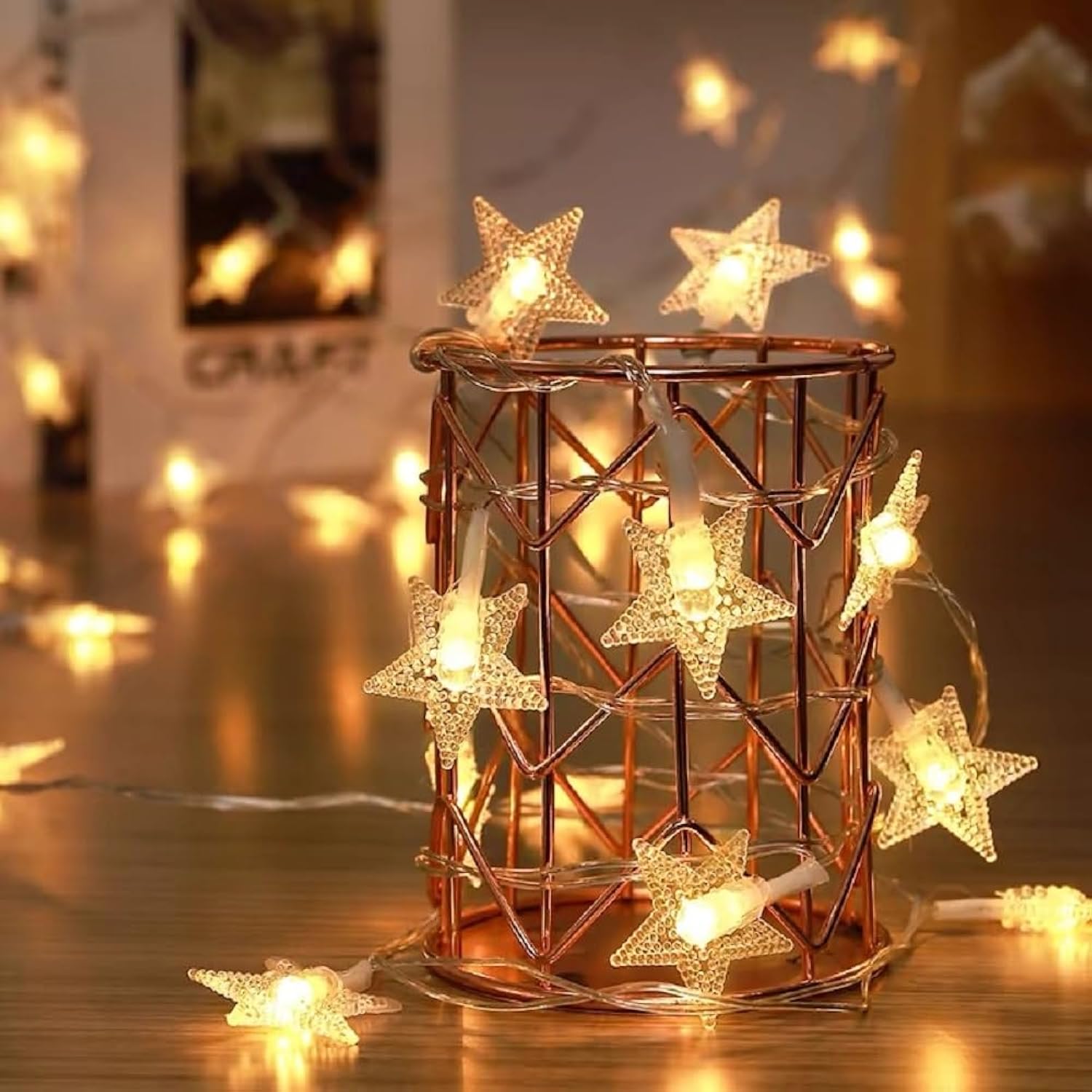 Star Plug In String Lights, 10Ft 20 Led Star Fairy String Lights Warm White For Birthday Christmas Party Home Decoration