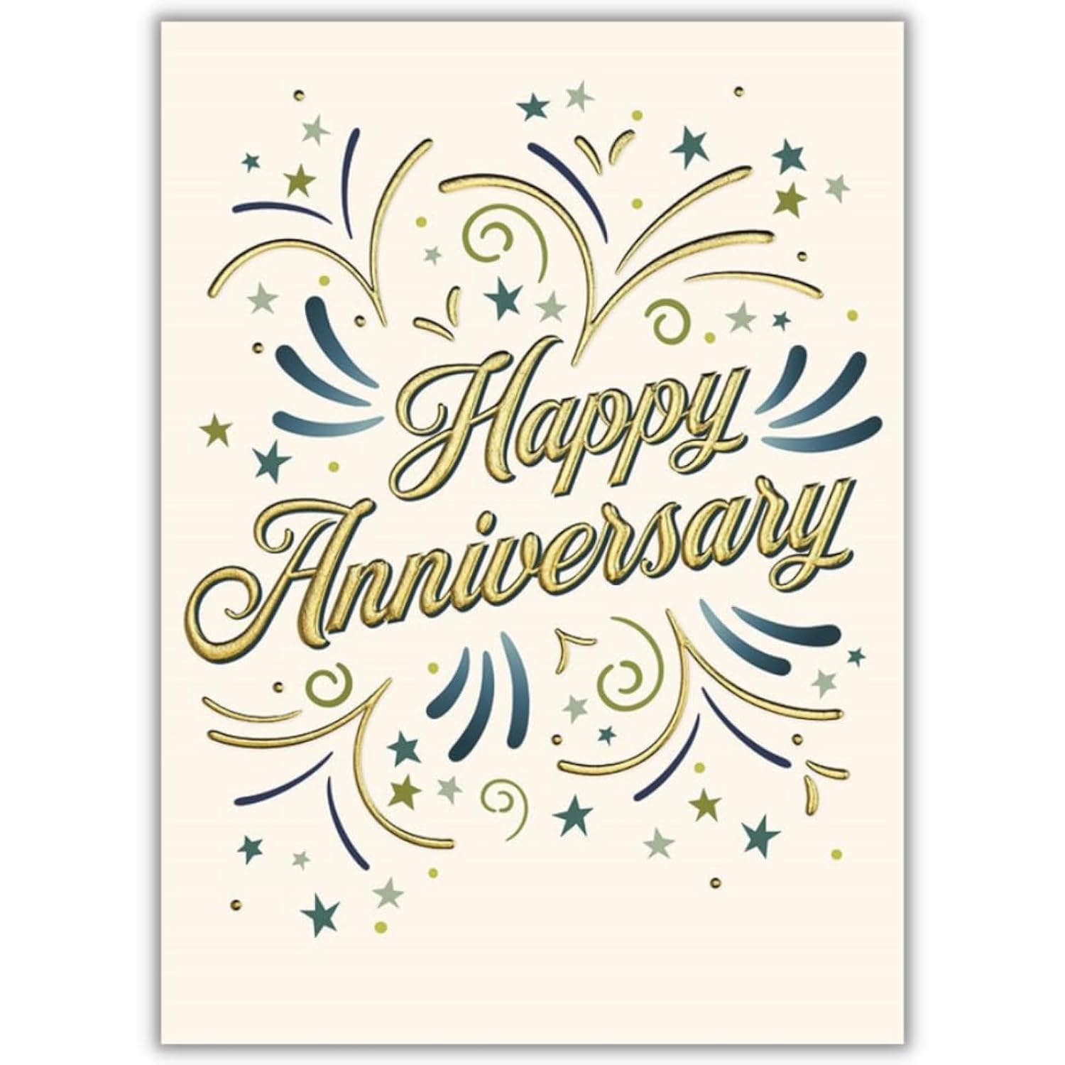 25 Employee Anniversary Cards - Elegant Gold Bursts Design - 26 White Envelopes - Fsc Mix