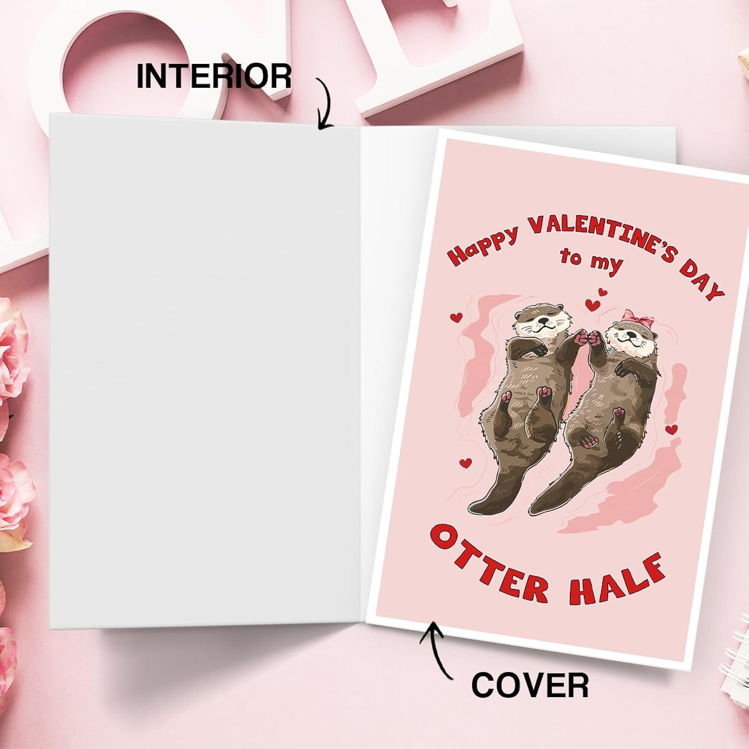 Lovely Otter Valentines Day Card, Funny Valentines Card For Wife,Husband,Couple,Boyfriend,Girlfriend,Romantic Valentines Day Gift For Him Her