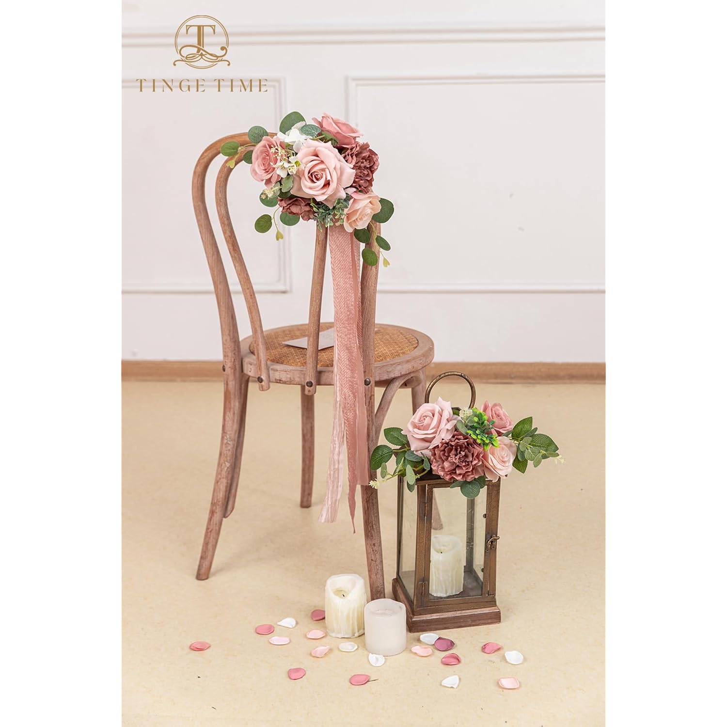 Artificial Flowers Combo Mix Silk Flowers Pink Roses W/Stem For Diy Wedding Bridal Bouquets Baby Shower Floral Arrangement Table Centerpieces Home Decorations (Rougepink)