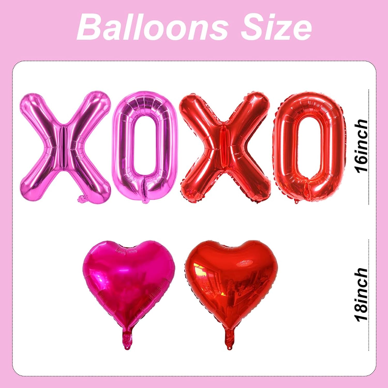 8Pcs Valentines Day Decorations - 18 Inch Red Heart Balloons And Rose Red Heart Shaped Balloons - Valentine Balloon For Romantic Special Night Party Supplies - Valentines Day Party Decorations
