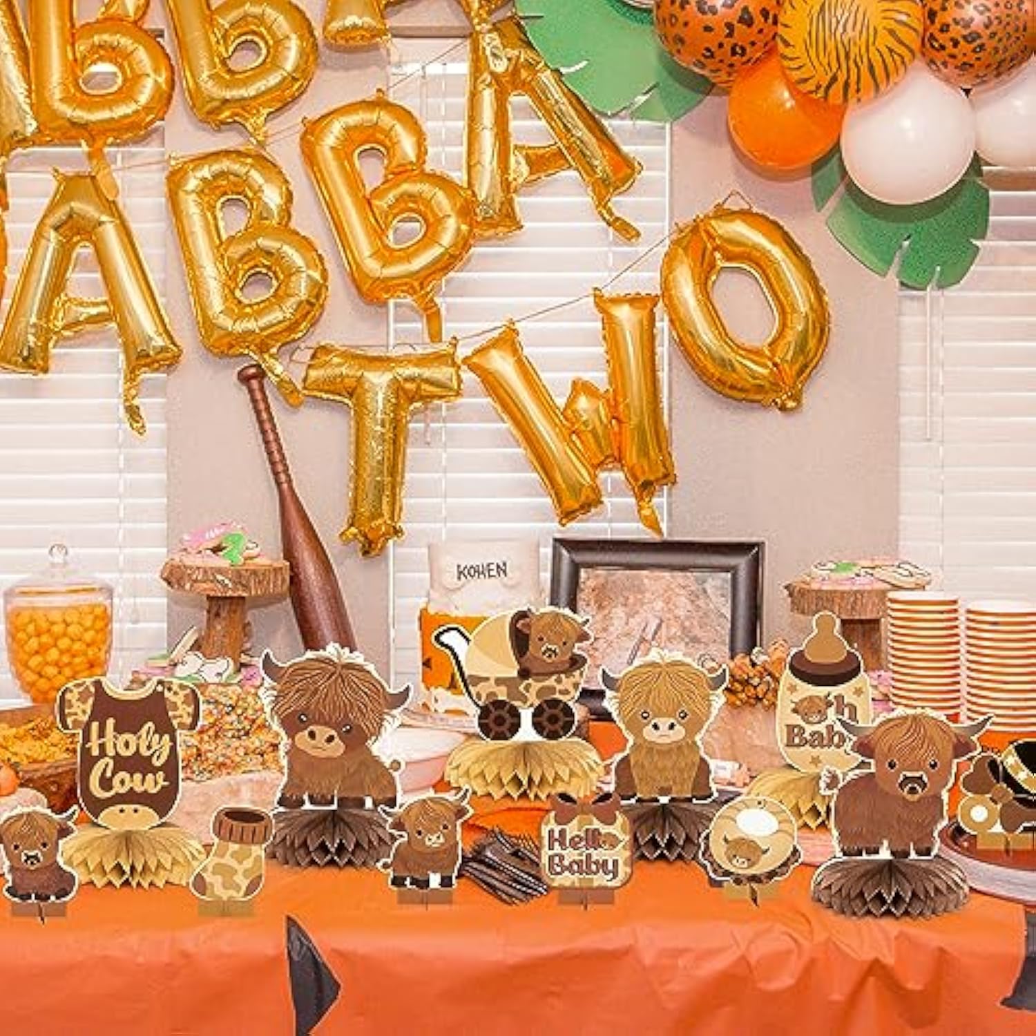 12Pcs Highland Cow Honeycomb Centerpieces Brown Highland Cattle Baby S