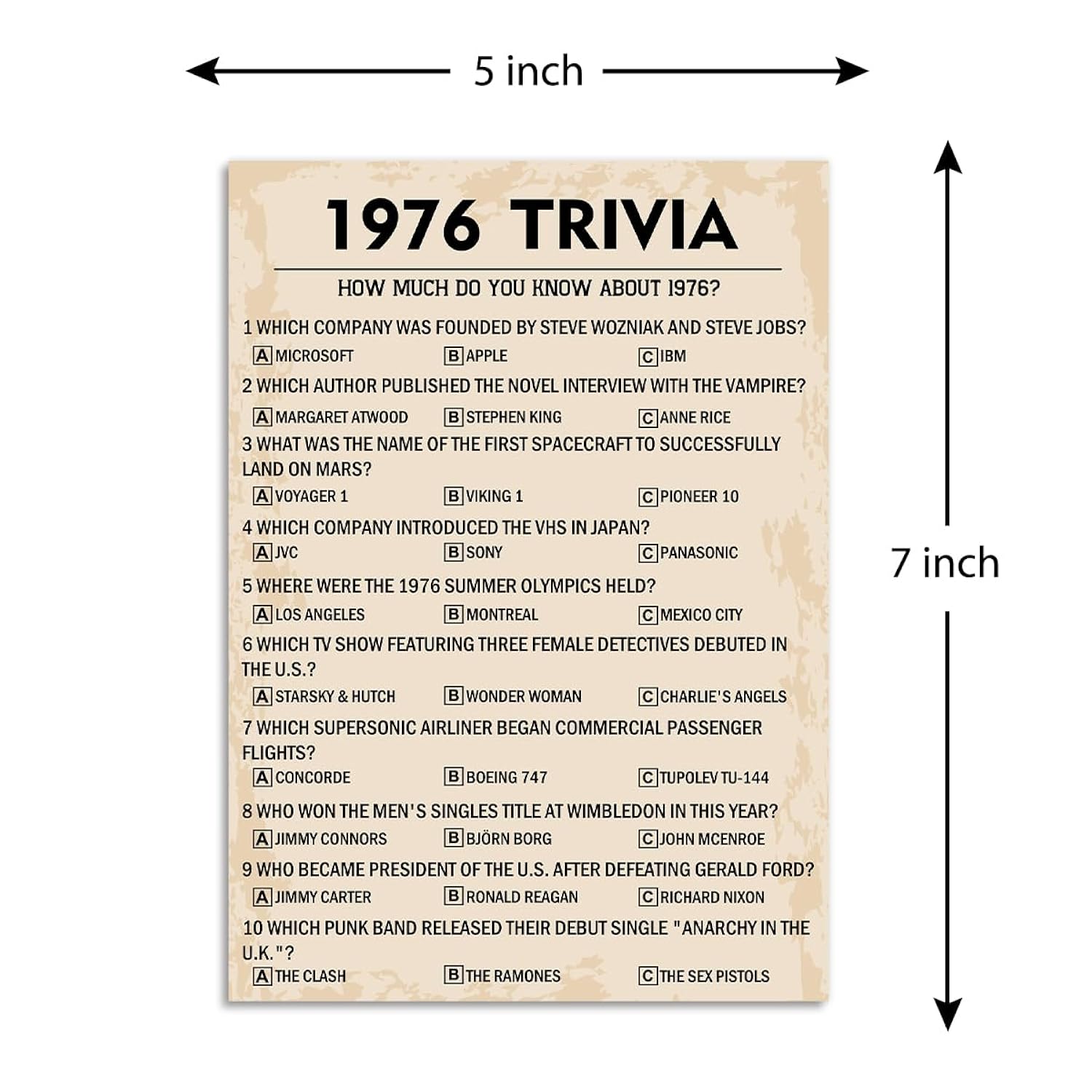 50Th Birthday Party Games, 1976 Trivia Games, Birthday Party Supplies For Adults, Fun 1976S Party Game?Pack Of 30 Cards