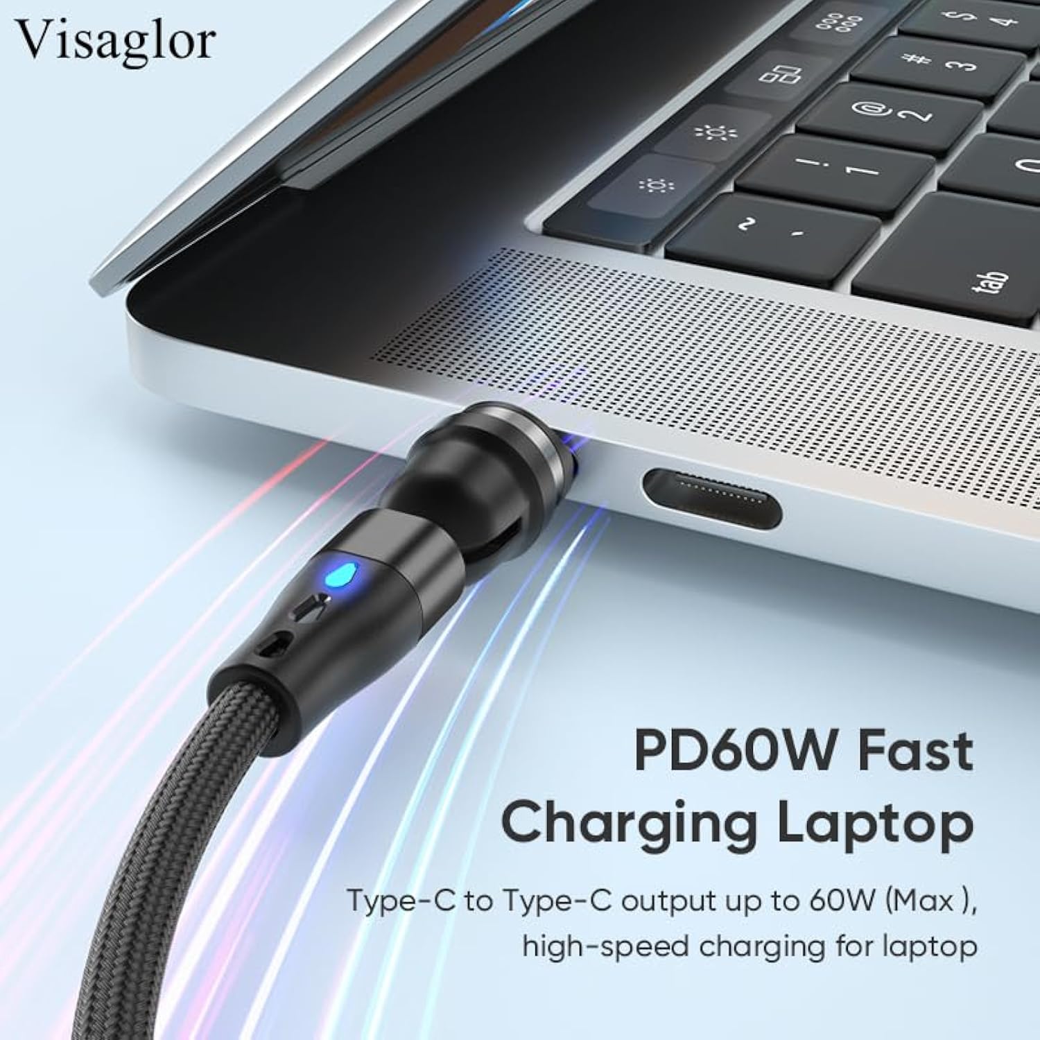 Pd 60W Usb C Magnetic Charging Cable 2Pack/ 6.6Ft, 3A Fast Charging Data Trans