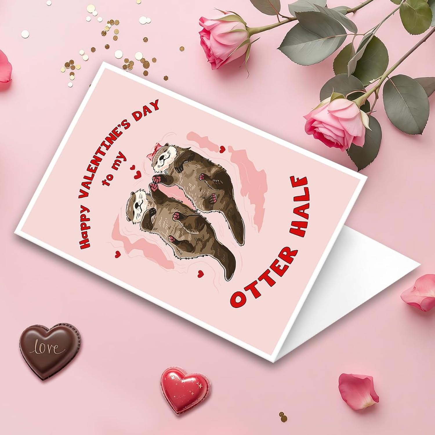 Lovely Otter Valentines Day Card, Funny Valentines Card For Wife,Husband,Couple,Boyfriend,Girlfriend,Romantic Valentines Day Gift For Him Her