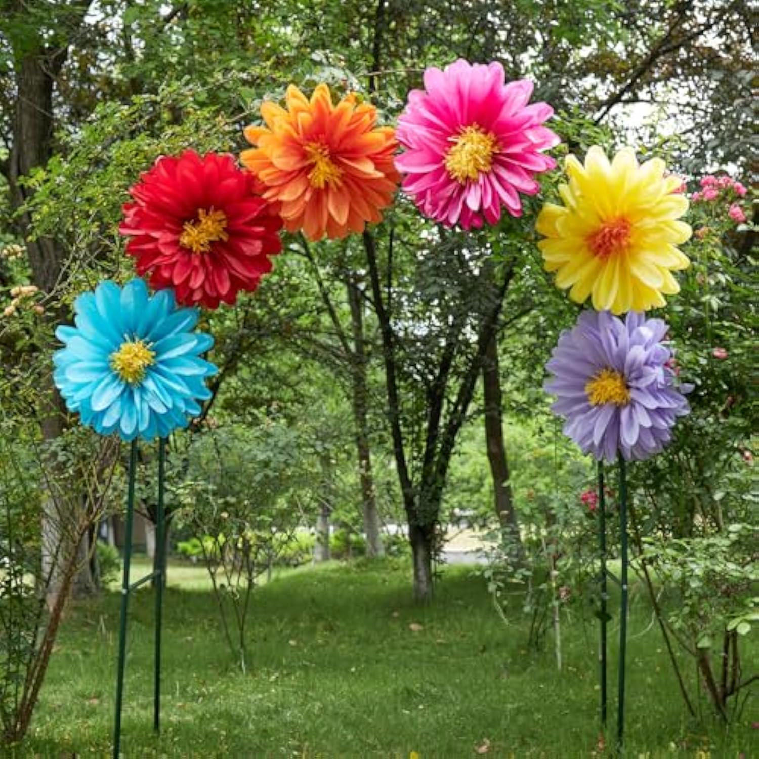 Large Paper Flowers, 20 Inch Tissue Paper Flowers Decorations For Wall, Yellow, Red, Pink, Orange, Blue, And Purple Handcrafted Giant Paper Flowers For Summer Wedding Birthday Wall Decor