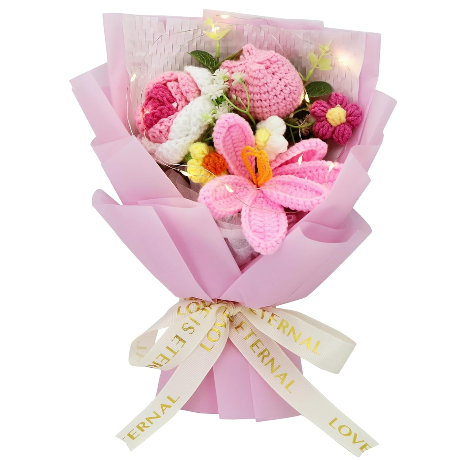 Crochet Tulips Bouquet - Handmade Crochet Flowers, Thoughtful All-Occasion Gift, Wedding, Birthday, Anniversary, Holiday & Home Décor, Ready-To-Gift, Pink