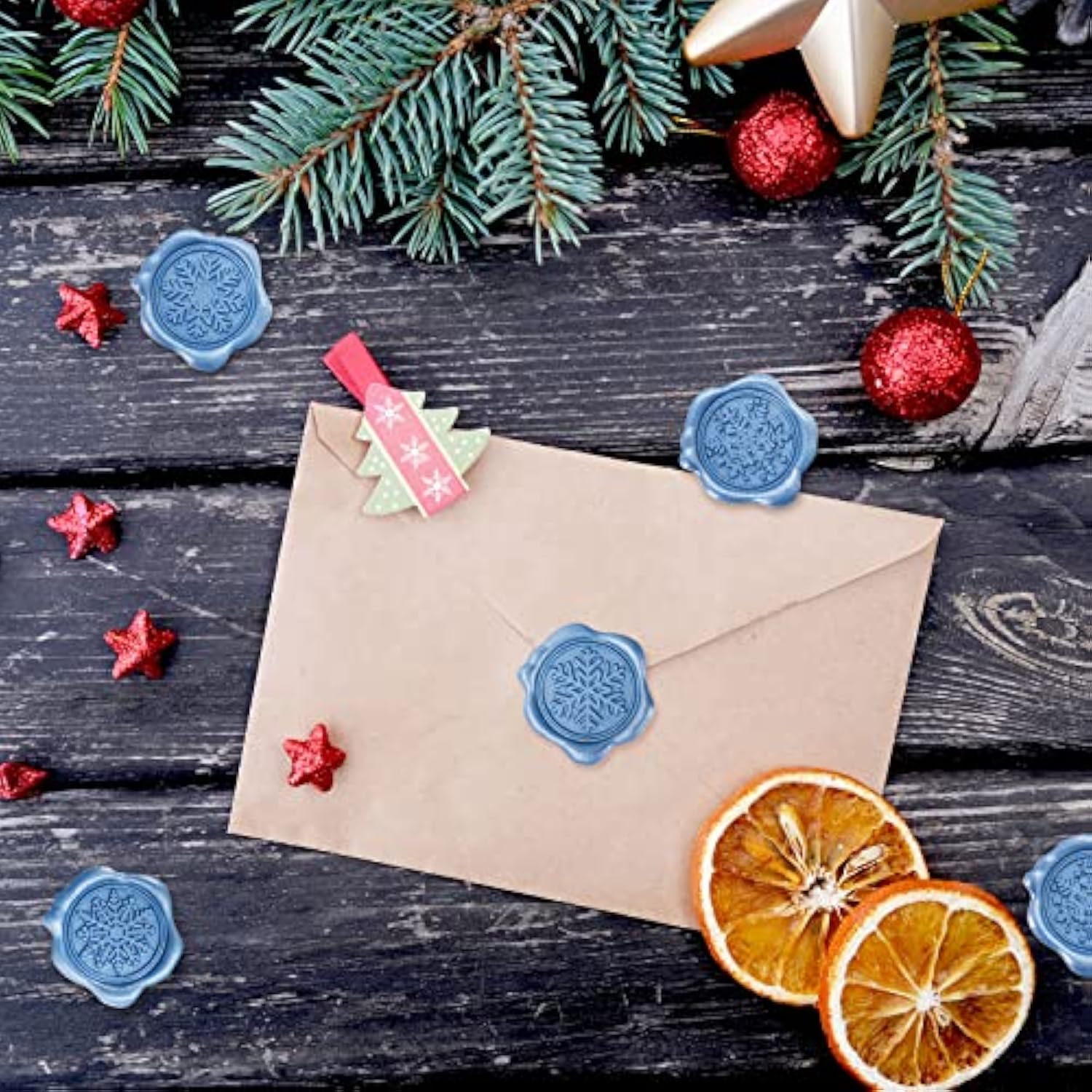 80Pcs Christmas Wax Seal Stickers Snowflake Envelope Seal Stickers 3D Blue Snowflake Self-Adhesive Embossed Stickers For Xmas Winter Greeting Invitation Cards Packages Gift Decor, 4 Design