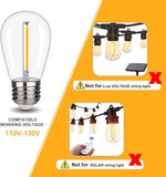 48 Pack S14 LED String Light Bulbs 1W Shatterproof Outdoor Replacement Bulbs E26 Base