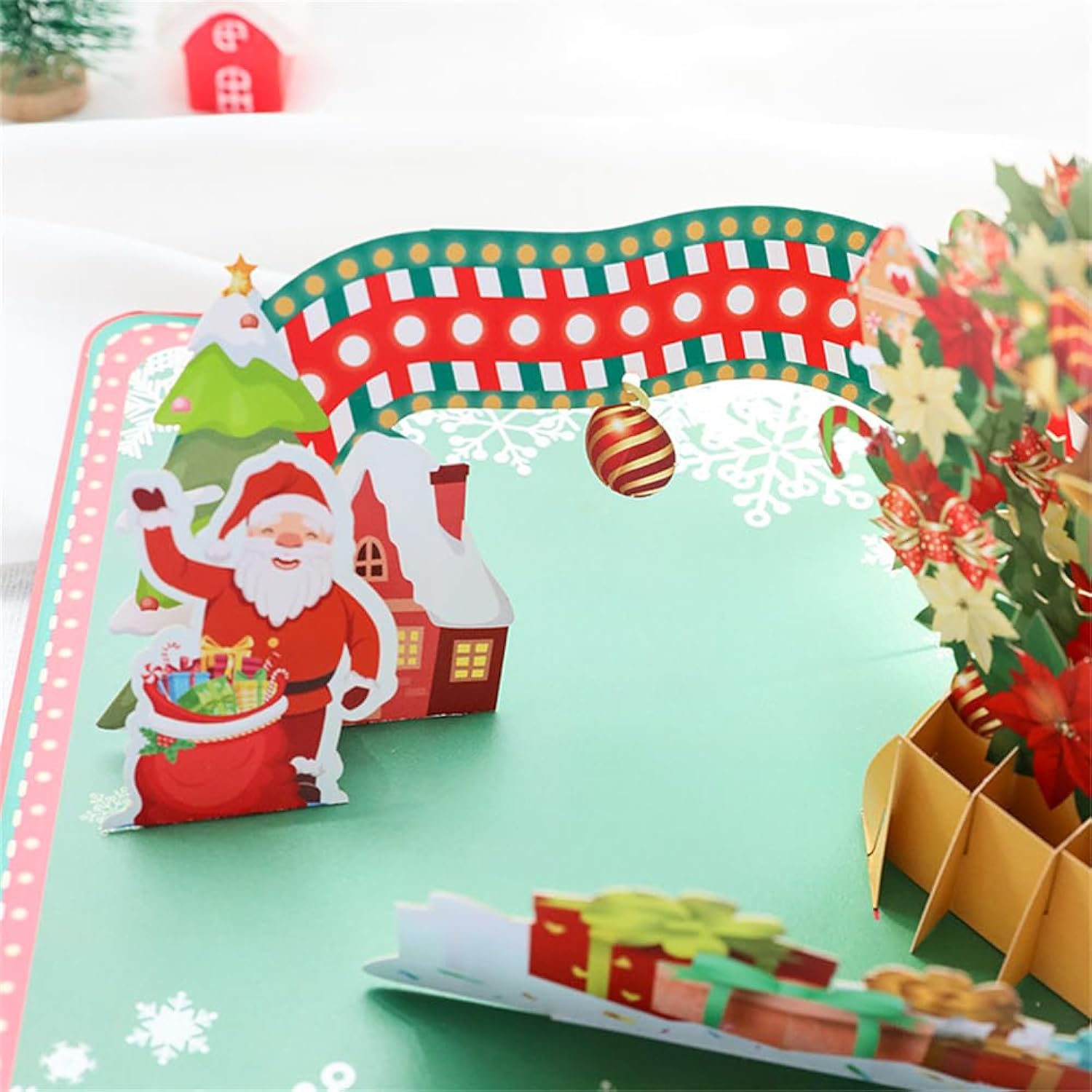 Pop Up Christmas Card 3D Christmas Wreath Greeting Cards With Envelopes