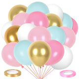 100Pcs Christmas Balloons With Ribbons 12 Inch Pink Gold Teal Rubber Balloons For Winter Xmas Wedding Birthday Baby Shower Party Supplies