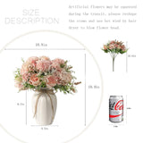 Peonies Artificial Flowers In Vase, Fake Hydrangea Silk Peony Flower Bouquet With Vase Faux Flowers Arrangement Decor Home Table Dining Room (Pink)