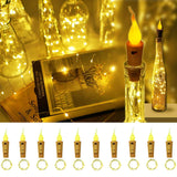 Wine Bottle Lights With Candle Flame, 10 Pack 20 Led Flameless Cork String Light Battery Operated Copper Wire Mini Fairy