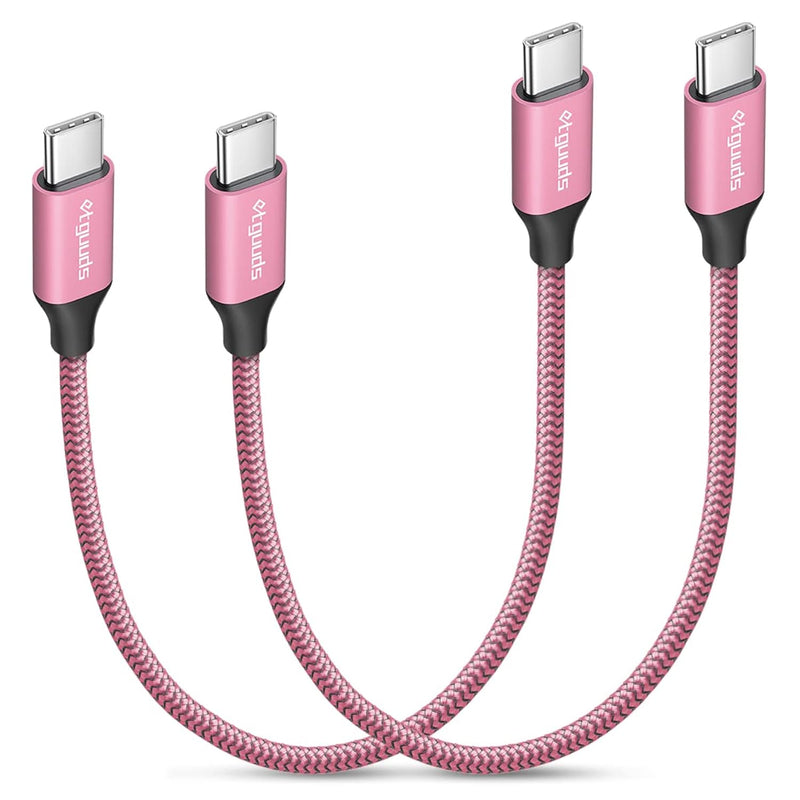 Pink Short Usb C To Usb C Cable [1Ft, 2-Pack], 60W/3A Fast Charging Type C To