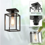 3 Pack Farmhouse Semi Flush Mount Ceiling Lights Black Metal Frame with Clear Glass
