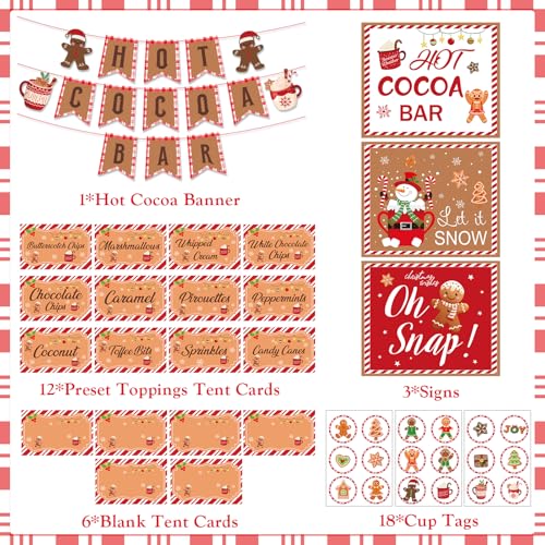 Hot Cocoa Kit Bar - 42 Pcs Christmas Hot Cocoa Banner Decorations