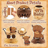 12Pcs Highland Cow Honeycomb Centerpieces Brown Highland Cattle Baby S