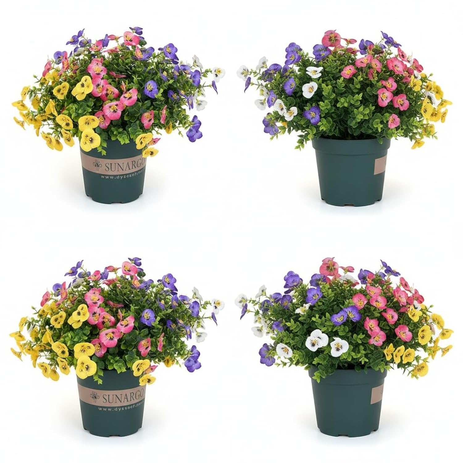 8 Bundles Artificial Flowers For Outdoors, Uv Resistant Fake Flowers,Home Patio Garden Decor (Mix Pink White Purple Yellow)