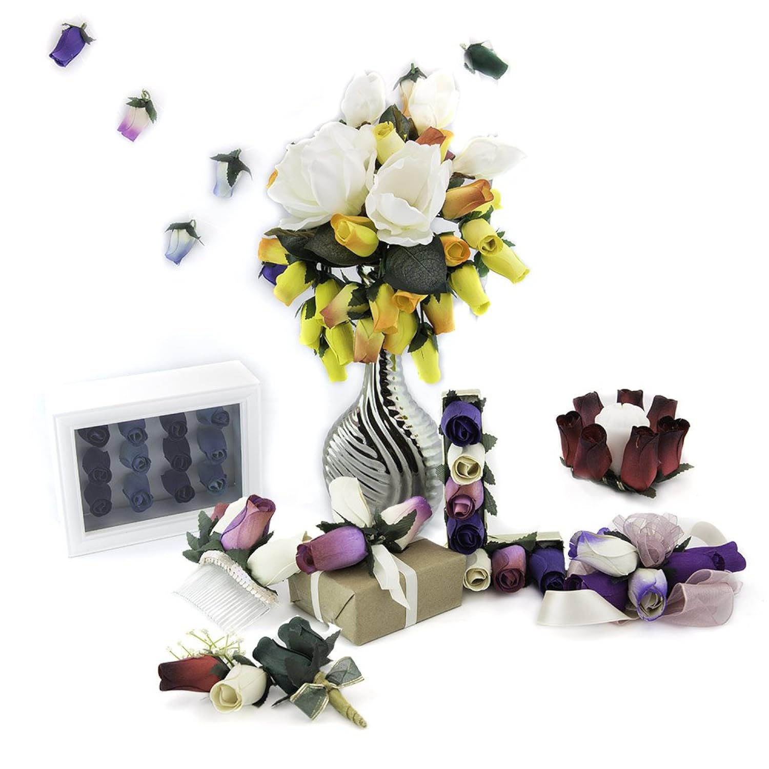 Purple Roses Bunch Of 8 Closed Bud Wooden Roses For Crafts Custom Bouquets And Other Diy Projects. Choose Form Over 60 Colors