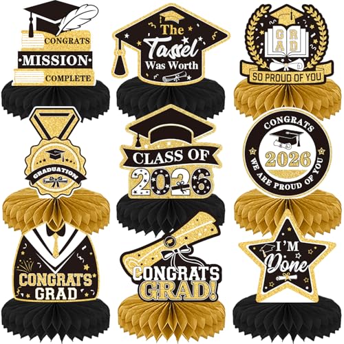 9Pcs Graduation Centerpieces for Tables 2026, Graduation Table Decorations