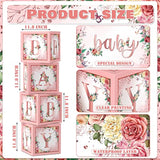 Floral Baby Shower Box Pink Balloon Blocks/Rose Gold Centerpiece for Girl Party