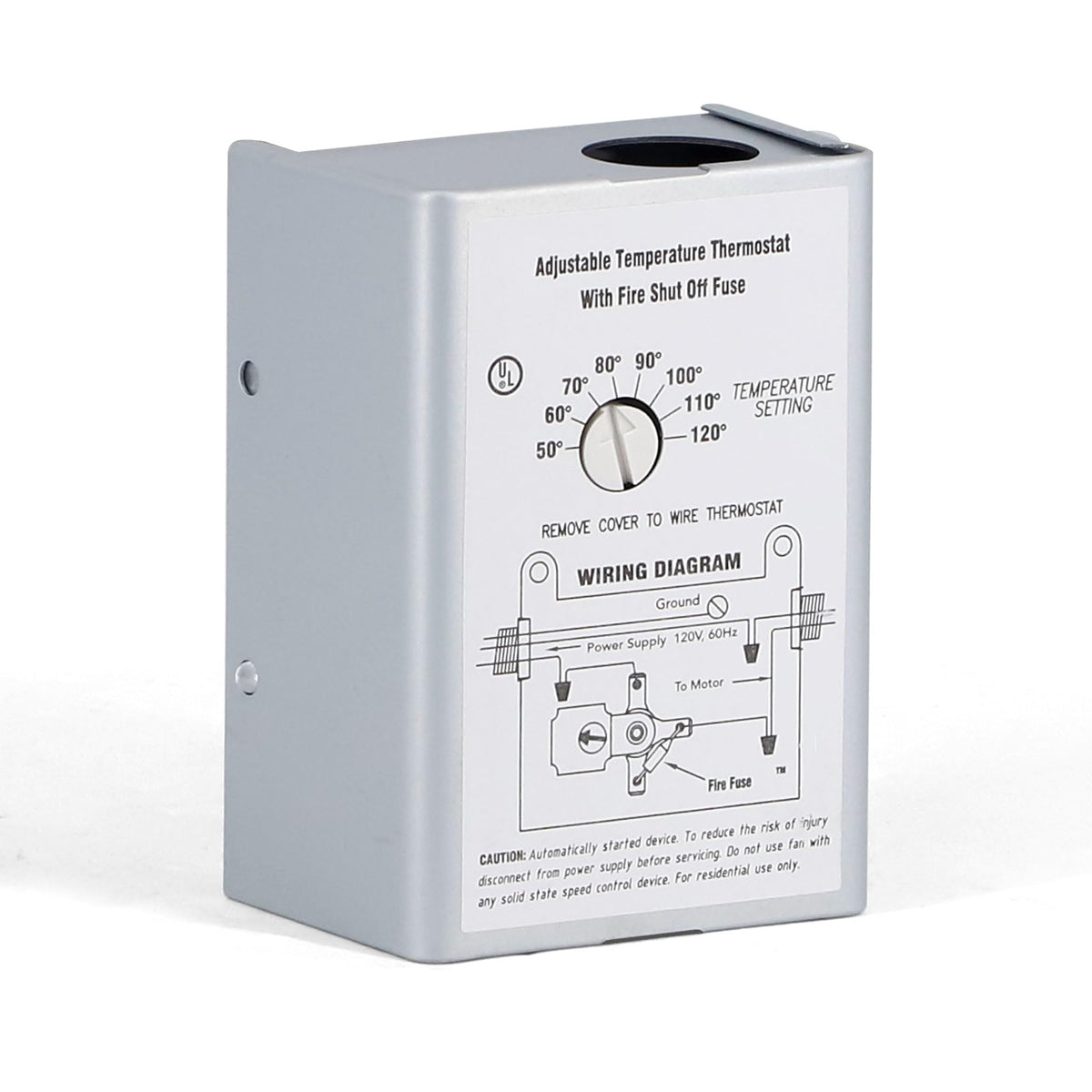 Attic Fan Thermostat Control With Built-In Fire Safety Shut Off, Adjustable Temperature Controller 120 Volt Thermostat Replacement For Power Attic Ventilators And Exhaust Fan