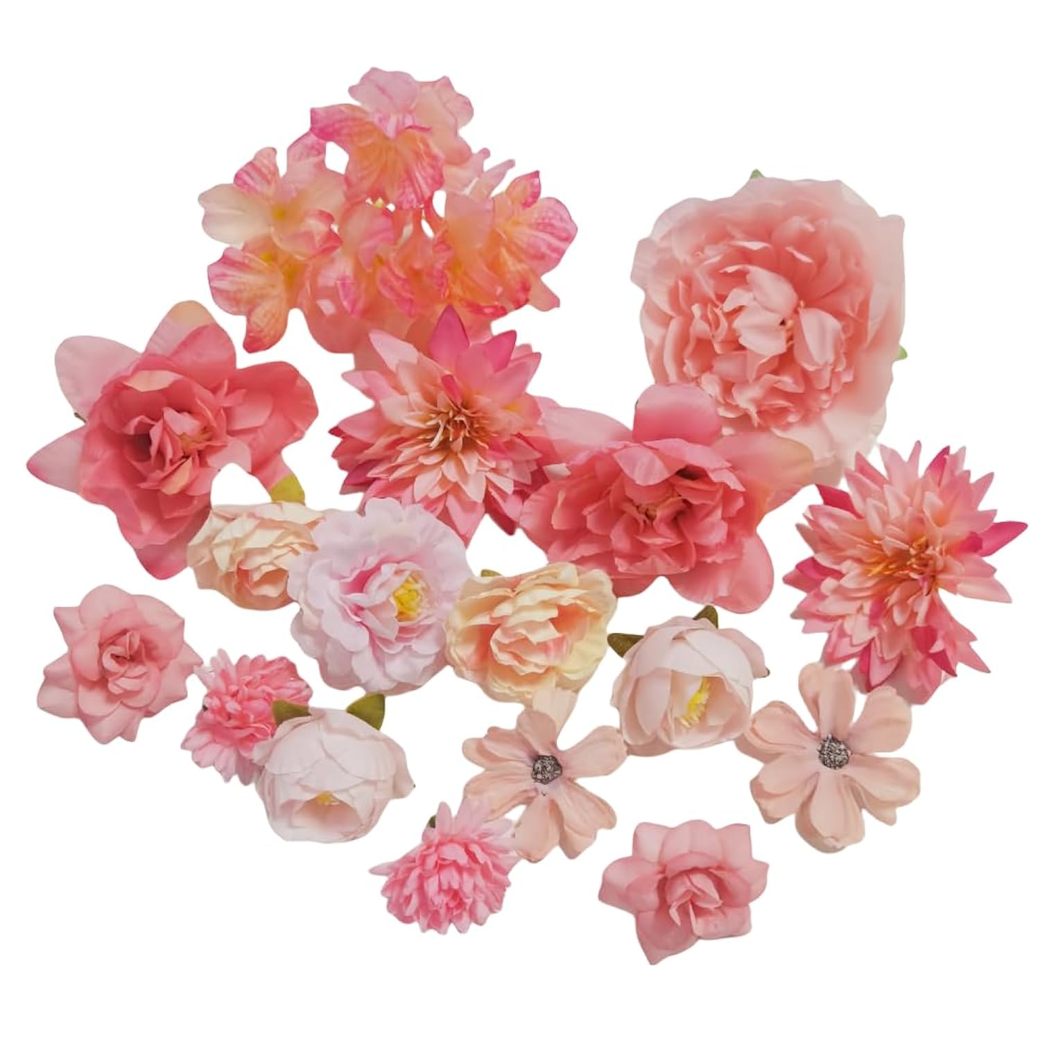 17Pcs Silk Flowers For Crafts,Silk Flowers For Wedding,Fake Flowers Bulk Cake Flowers,Girl Cake Topper For Home Wedding Cake Decorations Baby Shower Home Decoration Diy Crafts (Pink)