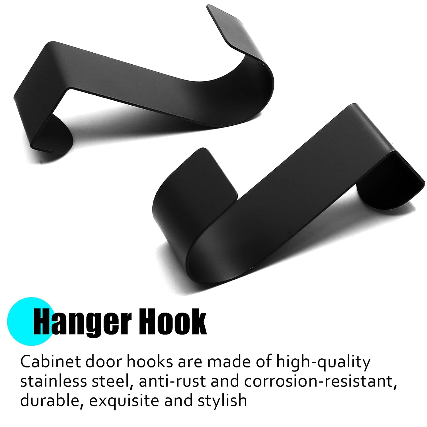 6 Pcs Over The Cabinet Door Hooks, Black Stainless Steel Hanger Hook Organizer Holder Back Door Hanger Single Hanging Hooks For Over The Door, Kitchen, Christmas, Wreath, Clothes