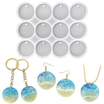 12-Cavity 1.37'' Shiny Flat Circle Silicone Mold With Hole, Pendant/Earrings/Round Keychain Mold, Pet Tag Resin Casting Mold