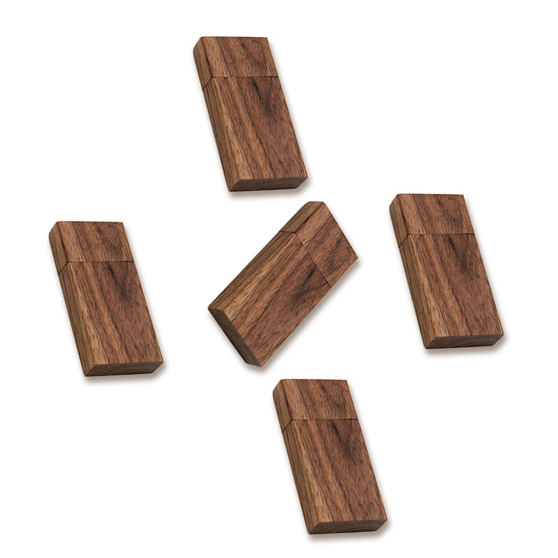 64Gb Wood Flash Drives 5 Pack, Rectangle Walnut Wooden Usb Drive 64 Gb Thumb D