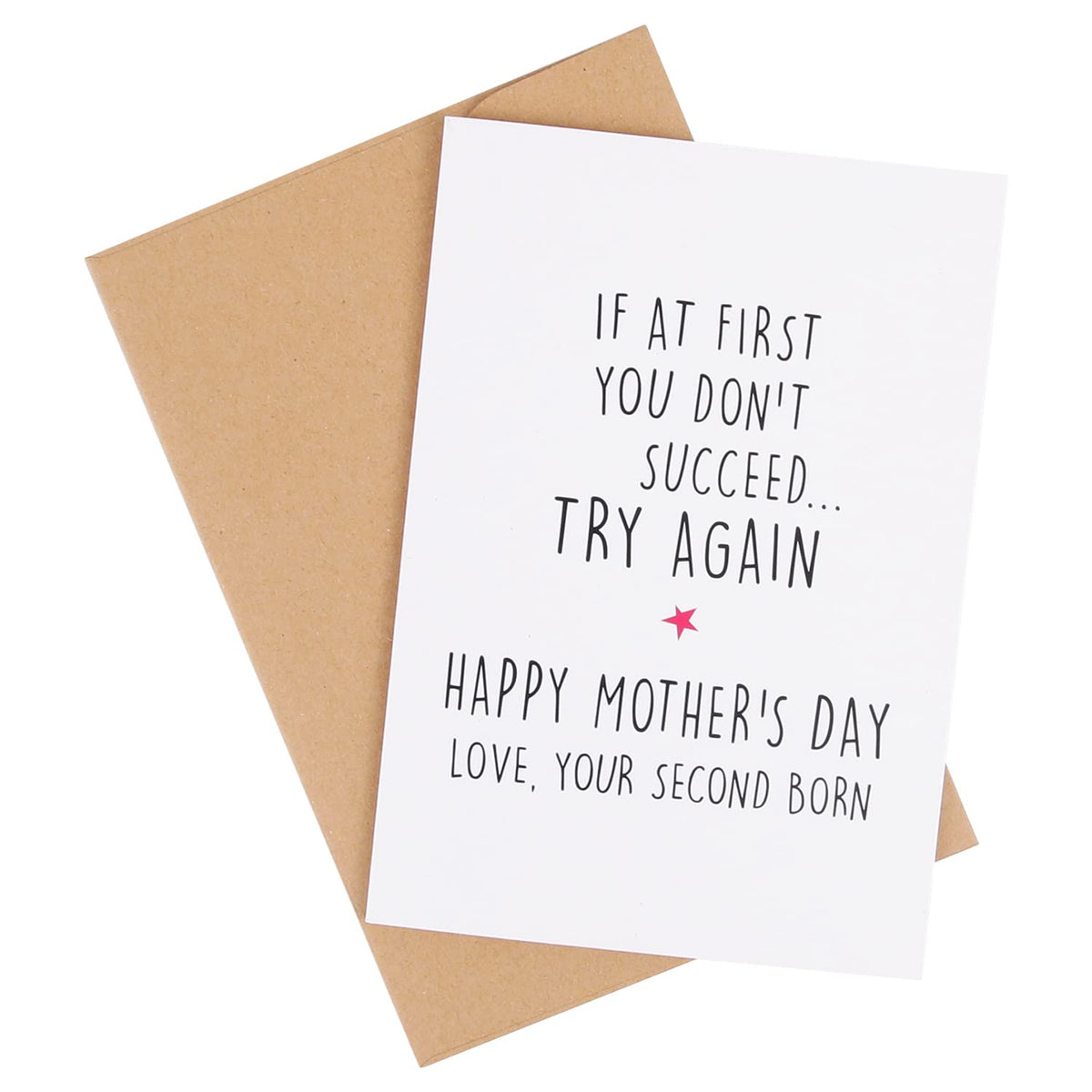 If At First You Don'T Succeed Funny Mother'S Day Card, Funny Card For Mum, Card For Mom, Mothers Day Card, Funny Card, Card For Her, Funny Sibling Card, Second Born Child,Mother'S Day Card From