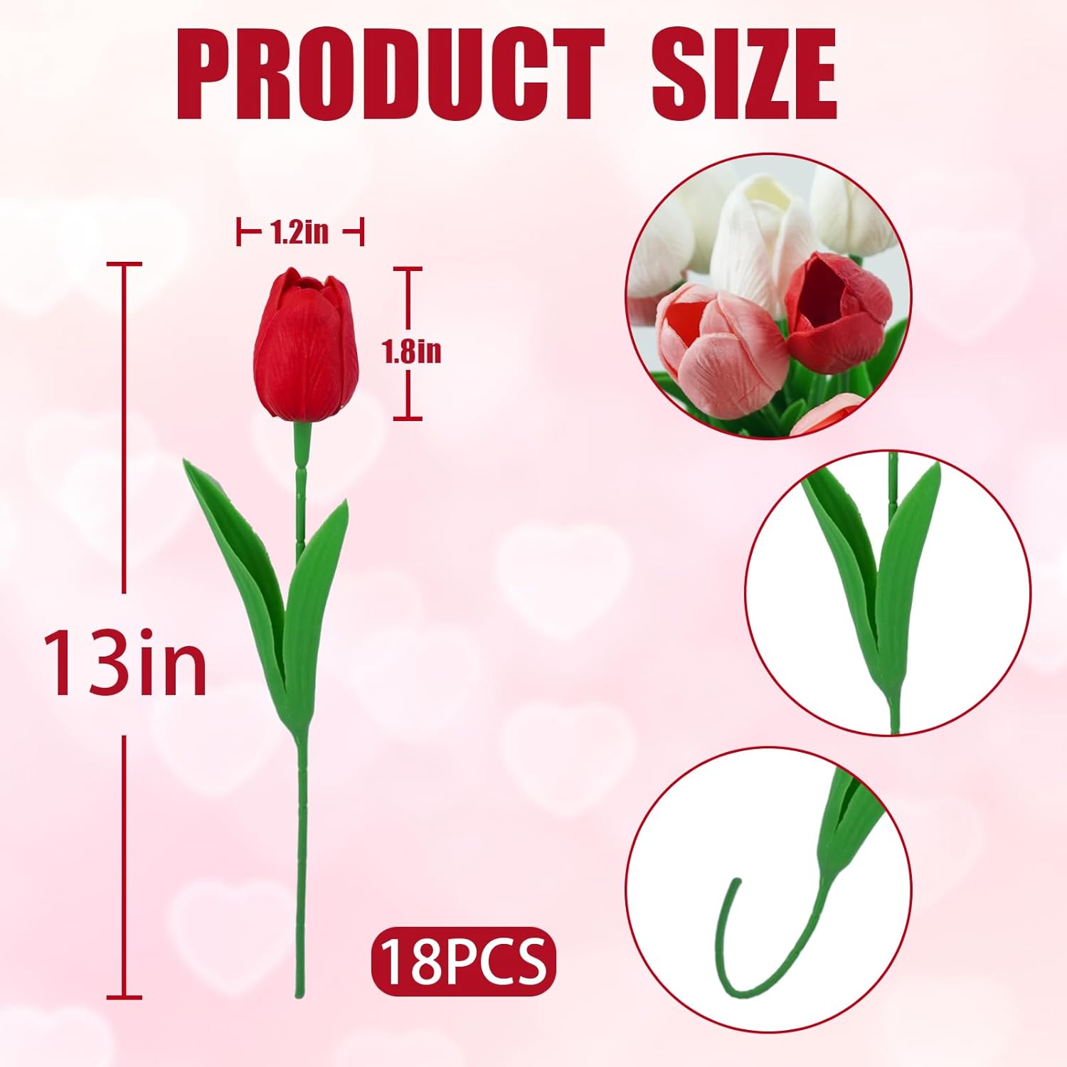 36 Pcs Real Touch Tulips Artificial Flowers, Fake Tulips White Pink Red Faux Tulips Flowers For Table Centerpiece Vase Home Wedding Kitchen Bouquet Decorations
