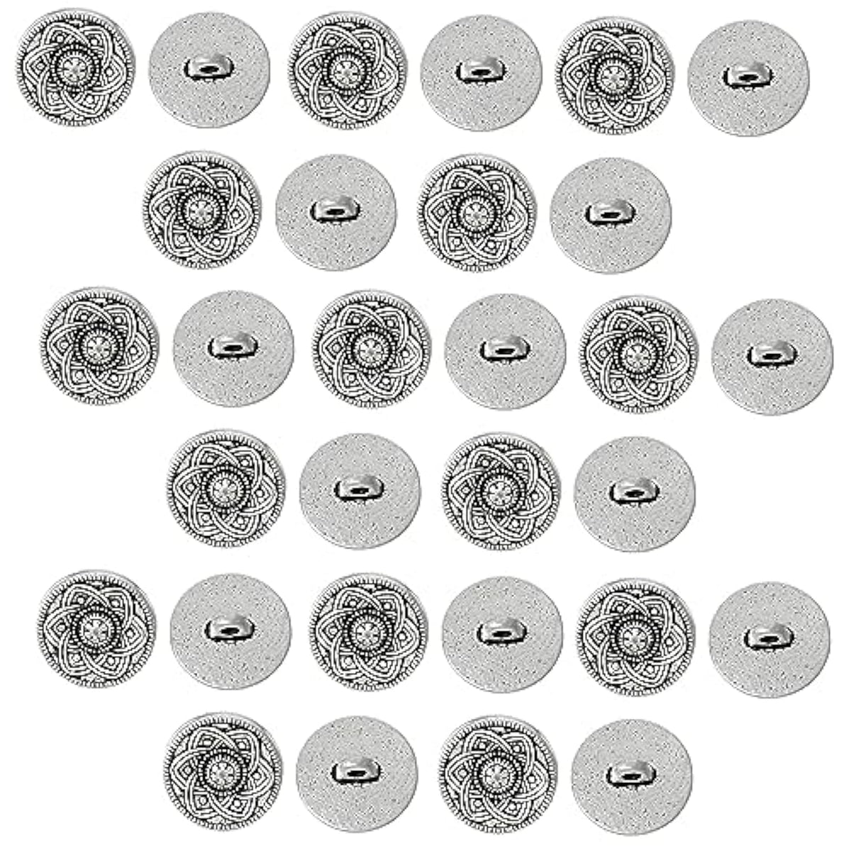 Sewing Shank Buttons - 30 Pack, 15Mm, Carved Flower Design With Vintag
