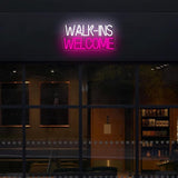 Walk Ins Welcome Pink Neon Sign LED Wall Decor Light for Business Studio Store Door