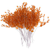 50Pcs Acrylic Bridal Bouquet Artificial Flower Stem Crystal Acrylic Bead Drop Pearl Sticks For Wedding Xmas Party Decoration - Orange